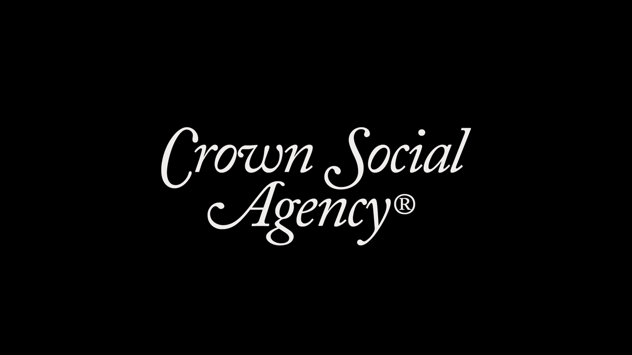 Black and white logo with text for crownsocial.agency.